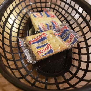 Kravers Seafood Mobile - Two crackers. Our "assigned" seat came with TWO packs of crackers and a view from the 1960s. - Seafood Near Me - Mobile, Alabama Kravers Seafood Mobile - Two crackers. Our "assigned" seat came with TWO packs of crackers and a view from the 1960s. - Seafood Near Me - Mobile, Alabama