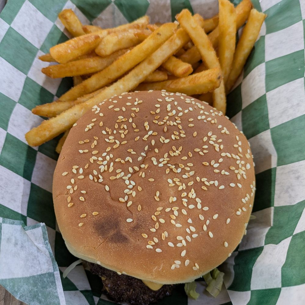 Gimme Burger - Double hamburger with fries - Food Trucks Near Me - Austin, Texas