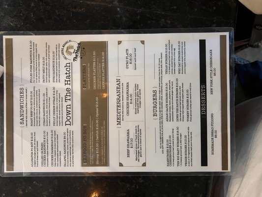 Menu photo 1 Down The Hatch New Orleans, LA Menu photo 1 Down The Hatch New Orleans, LA
