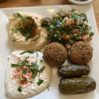 Nicholas Restaurant - Gresham - Hummus  Tzatziki  Meat Stuffed Grape Leaves  Falafel Balls  Tabouli Salad Meat  Mezza  Zaatar & Oil Dip - Mediterranean Near Me - Gresham, Oregon
