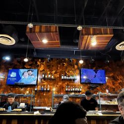 Back wall of sushi bar