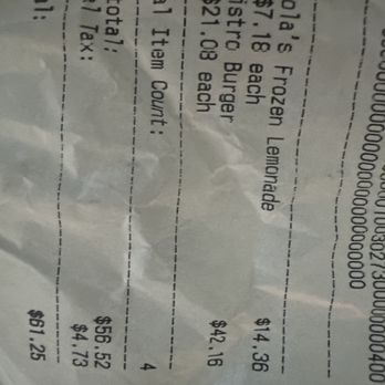 Cafe Lola - Receipt for two burgers and two lemonades - Cafes Near Me - Henderson, Nevada Cafe Lola - Receipt for two burgers and two lemonades - Cafes Near Me - Henderson, Nevada