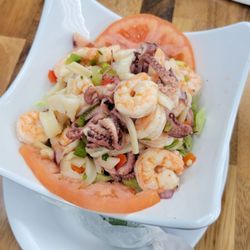 Gallego Seafood - Shrimp and Octopus and Calamari over lettuce
