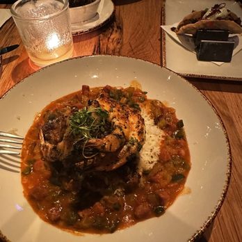 Haywire - BLACKENED CATFISH & GULF SHRIMP with sausage jambalaya - New American Near Me - Dallas, Texas Haywire - BLACKENED CATFISH & GULF SHRIMP with sausage jambalaya - New American Near Me - Dallas, Texas