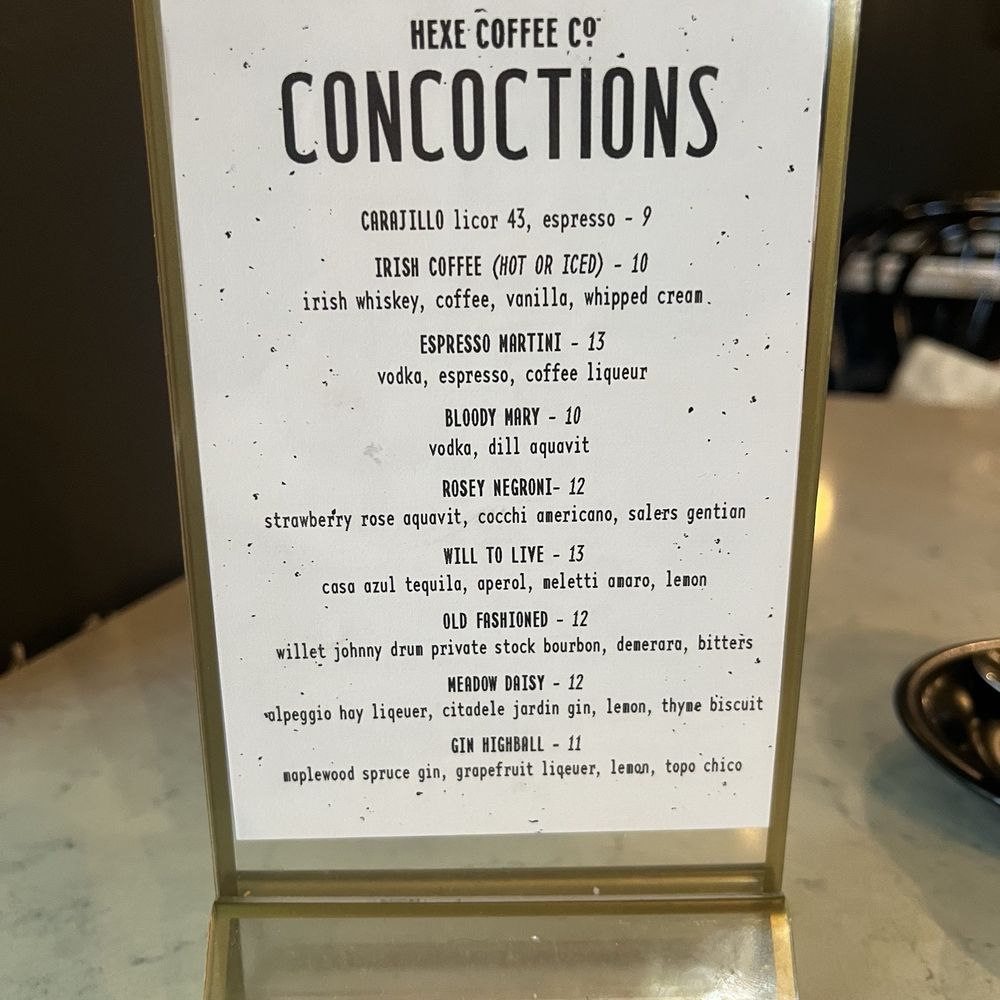 Hexe Coffee - Current cocktail menu May 2025 - Coffee & Tea Near Me - Chicago, Illinois Hexe Coffee - Current cocktail menu May 2025 - Coffee & Tea Near Me - Chicago, Illinois