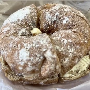 Queens Bagels & Delicatessen - She is beauty. She is grace. She is a French Toast Bagel with plain cream cheese from Queens Bagels. - Bagels Near Me - Forest Hills, New York
