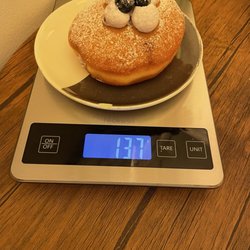 Flour Fresh Cream Donut - Blueberry Milk Cream  $4.75 - the weight of it in case you care for calories purposes