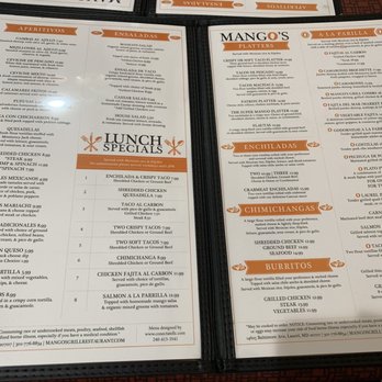 Mango's Grill - Menu - Mexican Near Me - Laurel, Maryland