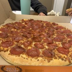 Little Caesars Pizza - Burnt, nasty "extra most best" pepperoni. Inedible.