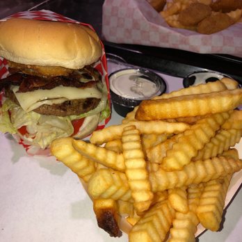 Rock n Roll Burger - Enjoying aWestern Burger and fries with my boys. - American Near Me - Simi Valley, California
