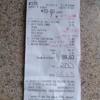 Chenchos Burrito - My itemized receipt with descrepancies listed. - Mexican Near Me - Homer Glen, Illinois Chenchos Burrito - My itemized receipt with descrepancies listed. - Mexican Near Me - Homer Glen, Illinois