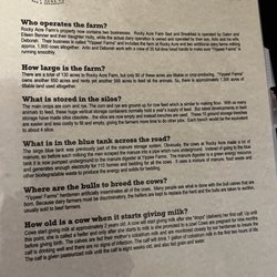 Rocky Acre Farm B&B - Info in room