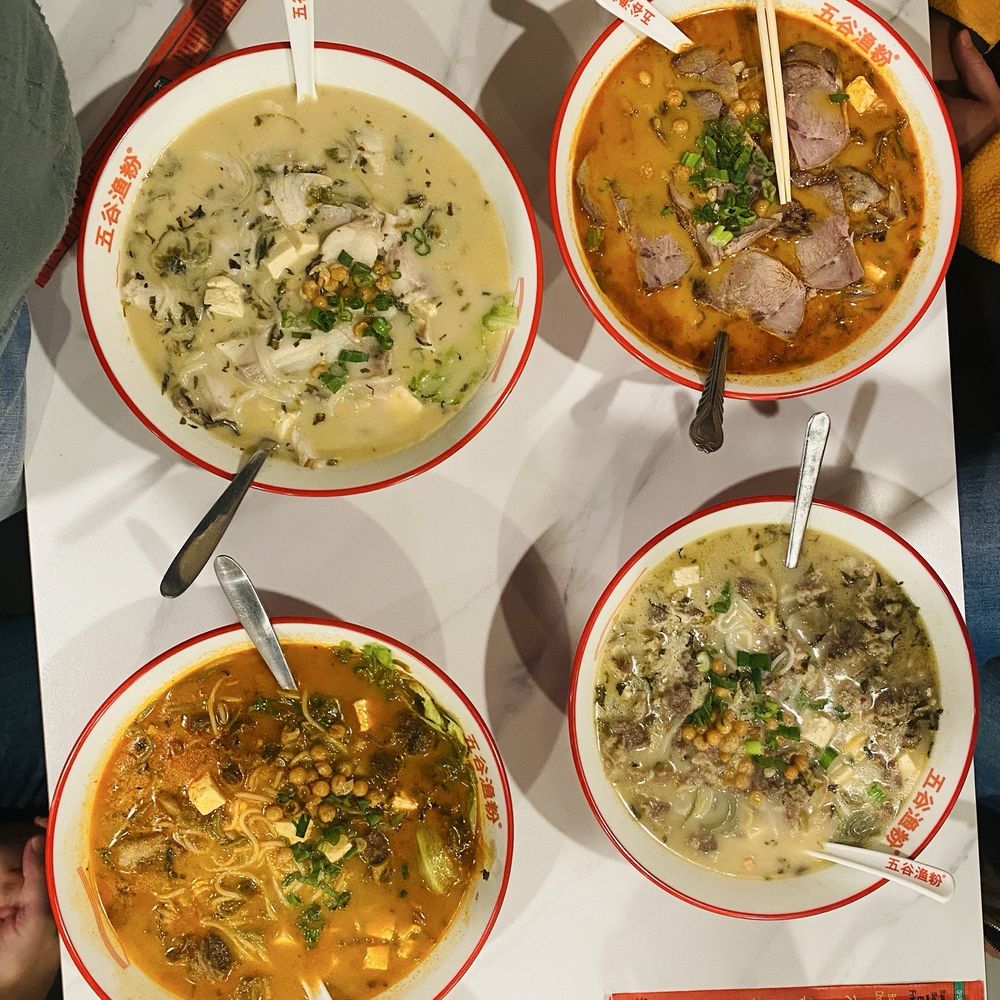 Signature Five Grains Noodle Soup with Fish Fillet Pieces / 招牌杂粮渔粉 Mala Noodle Soup with Beef / 麻辣牛肉粉 Mala Noodle Soup with Beef / 麻辣牛肉粉 Signature Five Grains Noodle Soup with Fish Fillet Pieces / 招牌杂粮渔粉 Mala Noodle Soup with Beef / 麻辣牛肉粉 Mala Noodle Soup with Beef / 麻辣牛肉粉