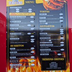 El Taco Rico - Menu