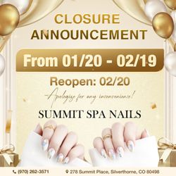 Summit Spa Nails - CLOSURE ANNOUNCEMENT