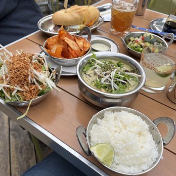 Spork - Yuca chips, side salad, grilled vegetable coconut green curry w fried tofu, jasmine rice, carnitas sando, cucumber salad. - Mexican Near Me - Bend, Oregon Spork - Yuca chips, side salad, grilled vegetable coconut green curry w fried tofu, jasmine rice, carnitas sando, cucumber salad. - Mexican Near Me - Bend, Oregon