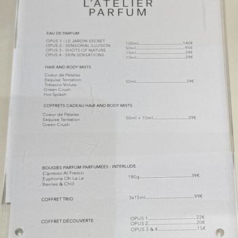L'Atelier Parfum - The prices - Perfume Near Me
