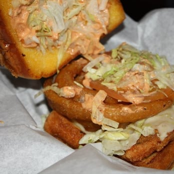 Lindy's on 4th - Blue Cheese + Bacon w/Fried Chicken Breast - Burgers Near Me - Tucson, Arizona