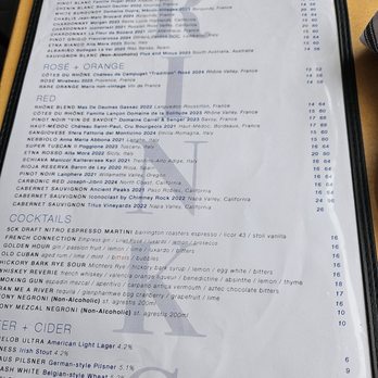 5 Corners Kitchen - Wine and Cocktail Menu - French Near Me - Marblehead, Massachusetts