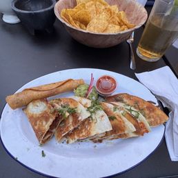 Smoked Chicken Quesadillas and one of their excellent Crispy Chicken Taquitos Smoked Chicken Quesadillas and one of their excellent Crispy Chicken Taquitos