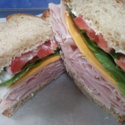 Bountiful Blessings Bakery - Country Ham sandwich - 1/4# shaved ham, smoked cheddar cheese, lettuce, tomato & homemade garlic mayo