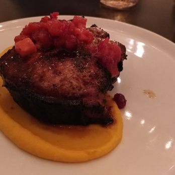 The Osprey - Pork chop...! With squash puree and apple cranberry chutney. Amazing. - Seafood Near Me - Orlando, Florida The Osprey - Pork chop...! With squash puree and apple cranberry chutney. Amazing. - Seafood Near Me - Orlando, Florida