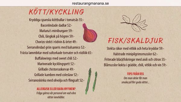 Menu photo 5 Mañana Göteborg, O