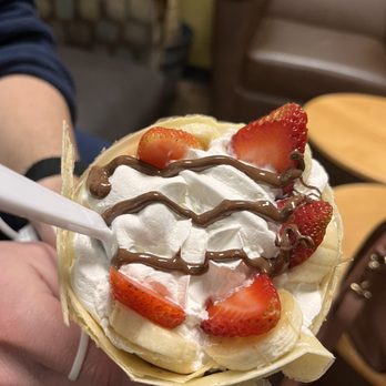 Crepe N Cream - This is a Japanese style crepe cone. - Bubble Tea Near Me - Hemet, California Crepe N Cream - This is a Japanese style crepe cone. - Bubble Tea Near Me - Hemet, California