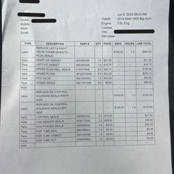 All Pro Servicenter - Estimate of repairs needed