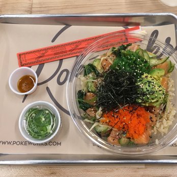 Pokeworks - Large Brown Rice Poké bowl with Avocado (extra $1.50) ~$13.00 before Tax - Poke Near Me - Houston, Texas Pokeworks - Large Brown Rice Poké bowl with Avocado (extra $1.50) ~$13.00 before Tax - Poke Near Me - Houston, Texas