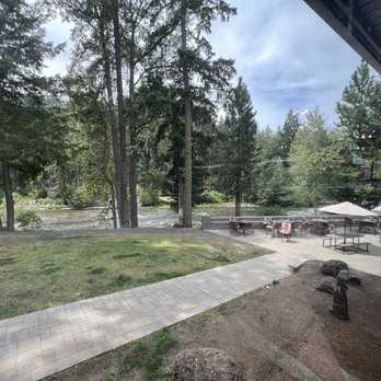 Whistlin' Jack's Outpost and Lodge - View from restaurant window of outdoor seating. It was pretty breezy, otherwise we would've probably sat outside. - American Near Me - Naches, Washington Whistlin' Jack's Outpost and Lodge - View from restaurant window of outdoor seating. It was pretty breezy, otherwise we would've probably sat outside. - American Near Me - Naches, Washington