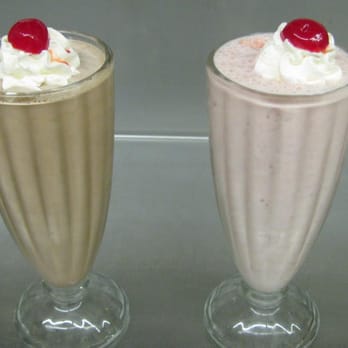Peppermill Restaurant - two milkshakes with whipped cream and a cherry on top - Steakhouses Near Me - Bad Axe, Michigan