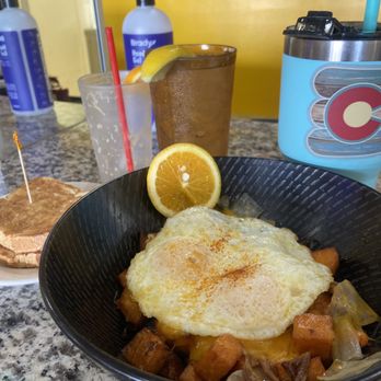Eggscellent - a Bowl with sweet potatoes and shredded Beef it was Tasty i mixed it Up... and added the Sweet potatoes instead of Regular potatoes - Breakfast & Brunch Near Me - Las Vegas, Nevada Eggscellent - a Bowl with sweet potatoes and shredded Beef it was Tasty i mixed it Up... and added the Sweet potatoes instead of Regular potatoes - Breakfast & Brunch Near Me - Las Vegas, Nevada