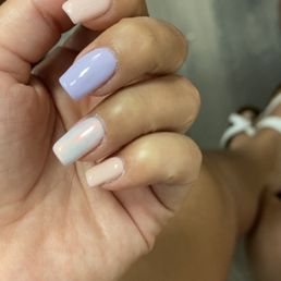 Dip on my natural nails with hi lo graphic affect