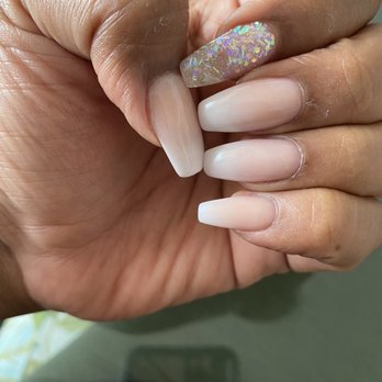 Nail Story - Ombré acrylic powder on natural nail . Coral base - Nail Salons Near Me - Honolulu, Hawaii