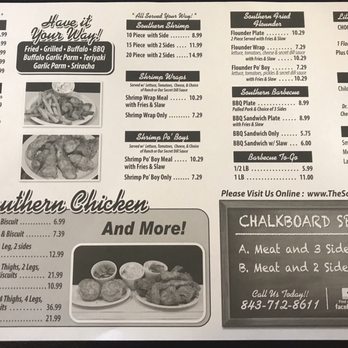 Southern Chicken - Placemat menu - American Near Me - Surfside Beach, South Carolina