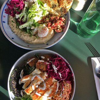 Good Fork - Hummus Bowl (top) & Bowler Salad with Green Falafels and Grilled Halloumi (bottom) - Breakfast & Brunch Near Me - Toronto, Ontario