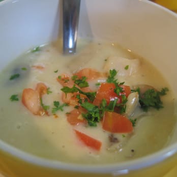 Coconuts Fish Cafe - seafood chowder- new england base with ono, mahi mahi, and clams - Seafood Near Me - Kihei, Hawaii Coconuts Fish Cafe - seafood chowder- new england base with ono, mahi mahi, and clams - Seafood Near Me - Kihei, Hawaii
