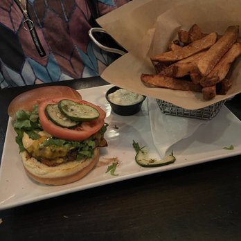 Stockyard Burgers and Bones - Not So Plain Jane Burger with Frites - New American Near Me - Marietta, Georgia Stockyard Burgers and Bones - Not So Plain Jane Burger with Frites - New American Near Me - Marietta, Georgia