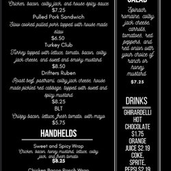 Lunch menu. Check our Facebook for weekly specials