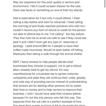 The Cat Cafe - My review and their response. - Coffee & Tea Near Me - San Diego, California The Cat Cafe - My review and their response. - Coffee & Tea Near Me - San Diego, California