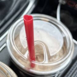 Jack's Coffee - Mexican mocha frappe with Valentine's Day heart shape straw