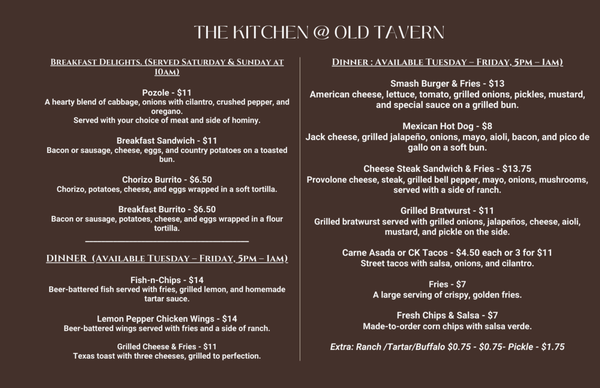 Menu photo 1 Old Tavern Bar & Grill Sacramento, CA Menu photo 1 Old Tavern Bar & Grill Sacramento, CA