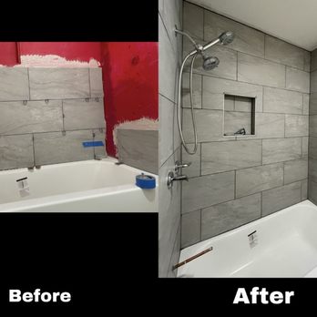 O&K Construction - before and after a bathroom remodel - General Contractors Near Me