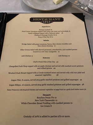 Menu photo 1 Restaurant 1818 Natchez, MS