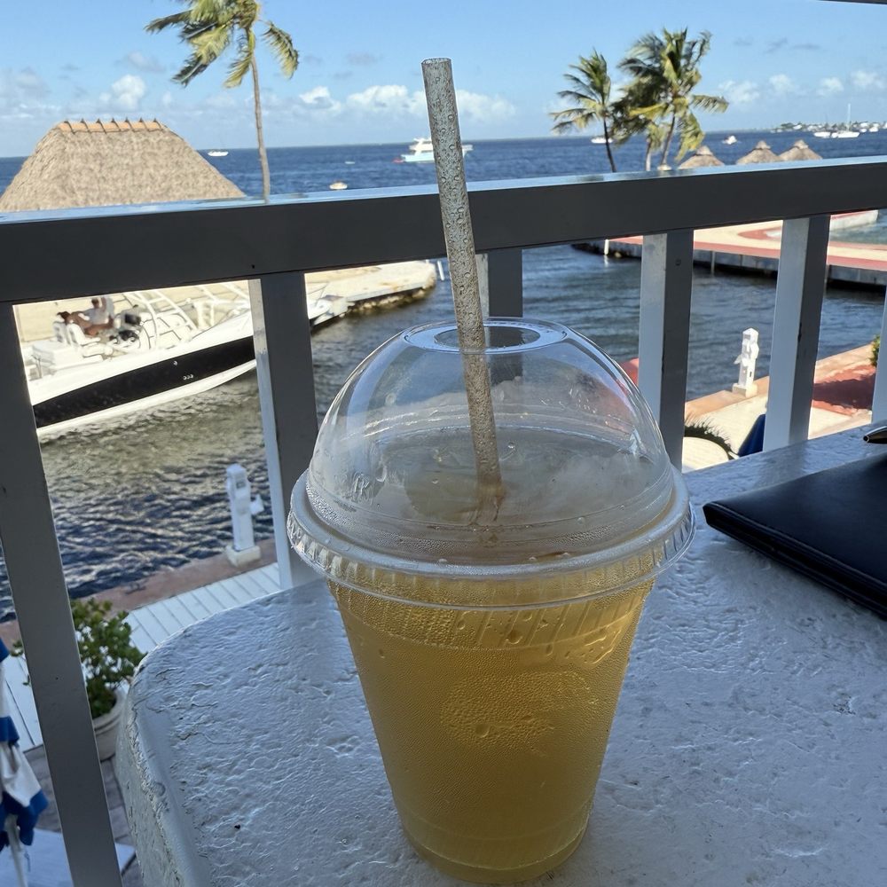 My white ginger pear hot tea- turned into a to-go ice tea overlooking our view