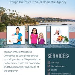 Mansfield Domestics Agency - Nanny, private chef, housekeeper, estate manager, personal assistant, elder caregiver, house manager