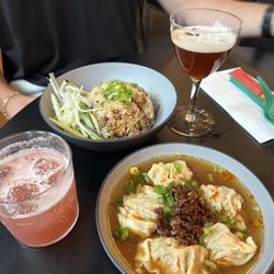 Wontons, sticky rice, guavamente