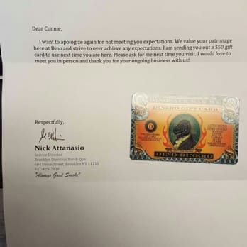 Dinosaur Bar-B-Que - After my review they sent me a giftcard bc I had a "bad experince" ( WE GOT FOOD POISONING) Spent $250+ and in return we get a $50 giftcard - Barbeque Near Me - Brooklyn, New York Dinosaur Bar-B-Que - After my review they sent me a giftcard bc I had a "bad experince" ( WE GOT FOOD POISONING) Spent $250+ and in return we get a $50 giftcard - Barbeque Near Me - Brooklyn, New York
