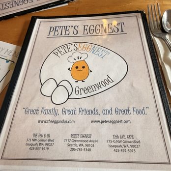 Pete's Egg Nest - Cute menu - Breakfast & Brunch Near Me - Seattle, Washington Pete's Egg Nest - Cute menu - Breakfast & Brunch Near Me - Seattle, Washington